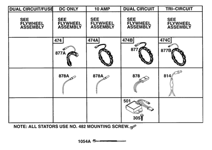 Alternator Chart Diagram and Parts List for 254422-0123-XX  Briggs and Stratton Engine